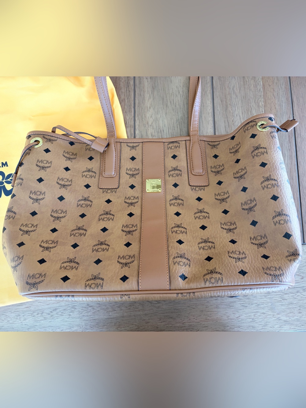MCM Cognac Visetos Shopper Tote - Cognac
